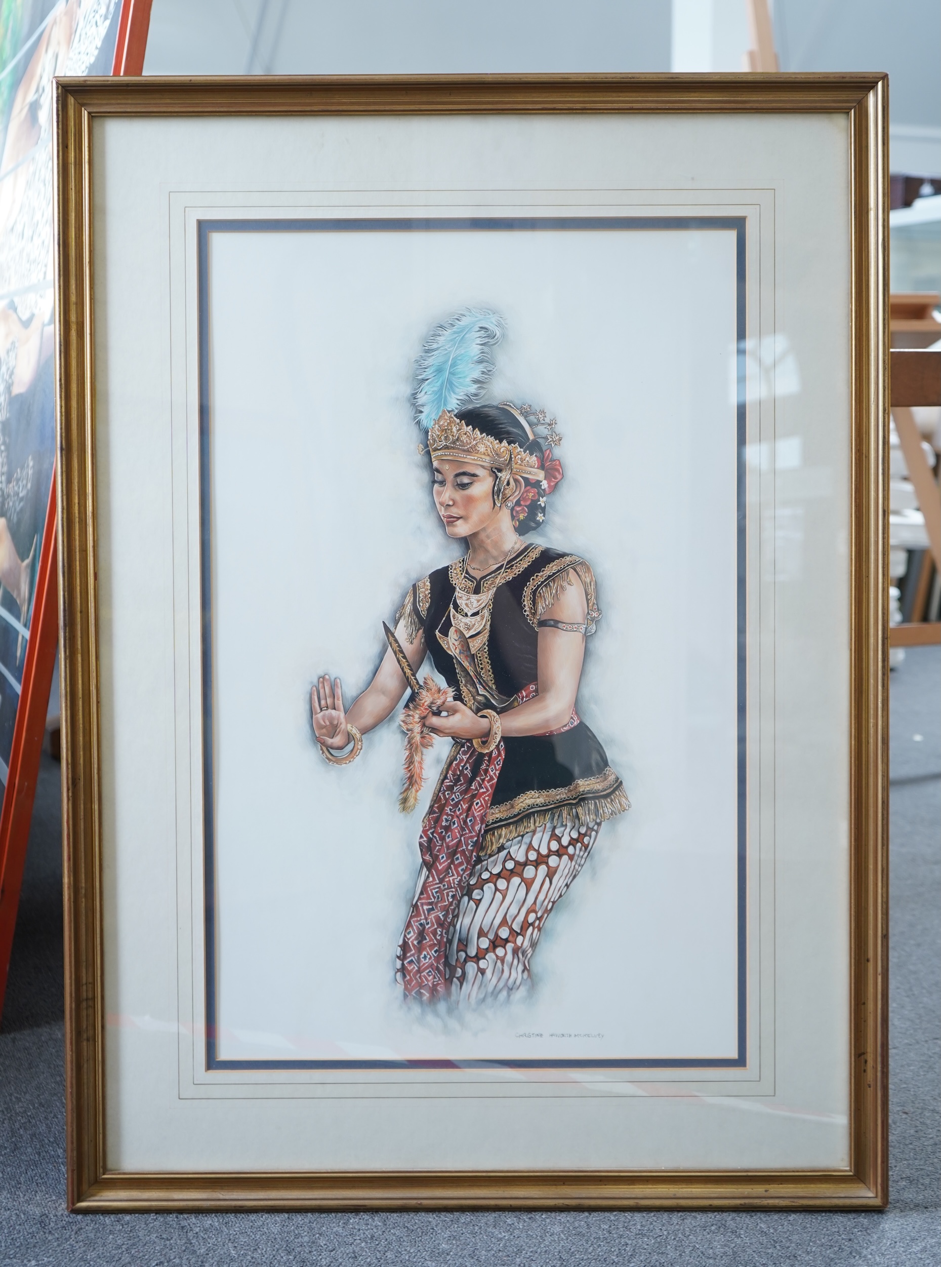 Christine Haworth McKelney (20th. C), Thai dancer, watercolour, 71 x 45cm